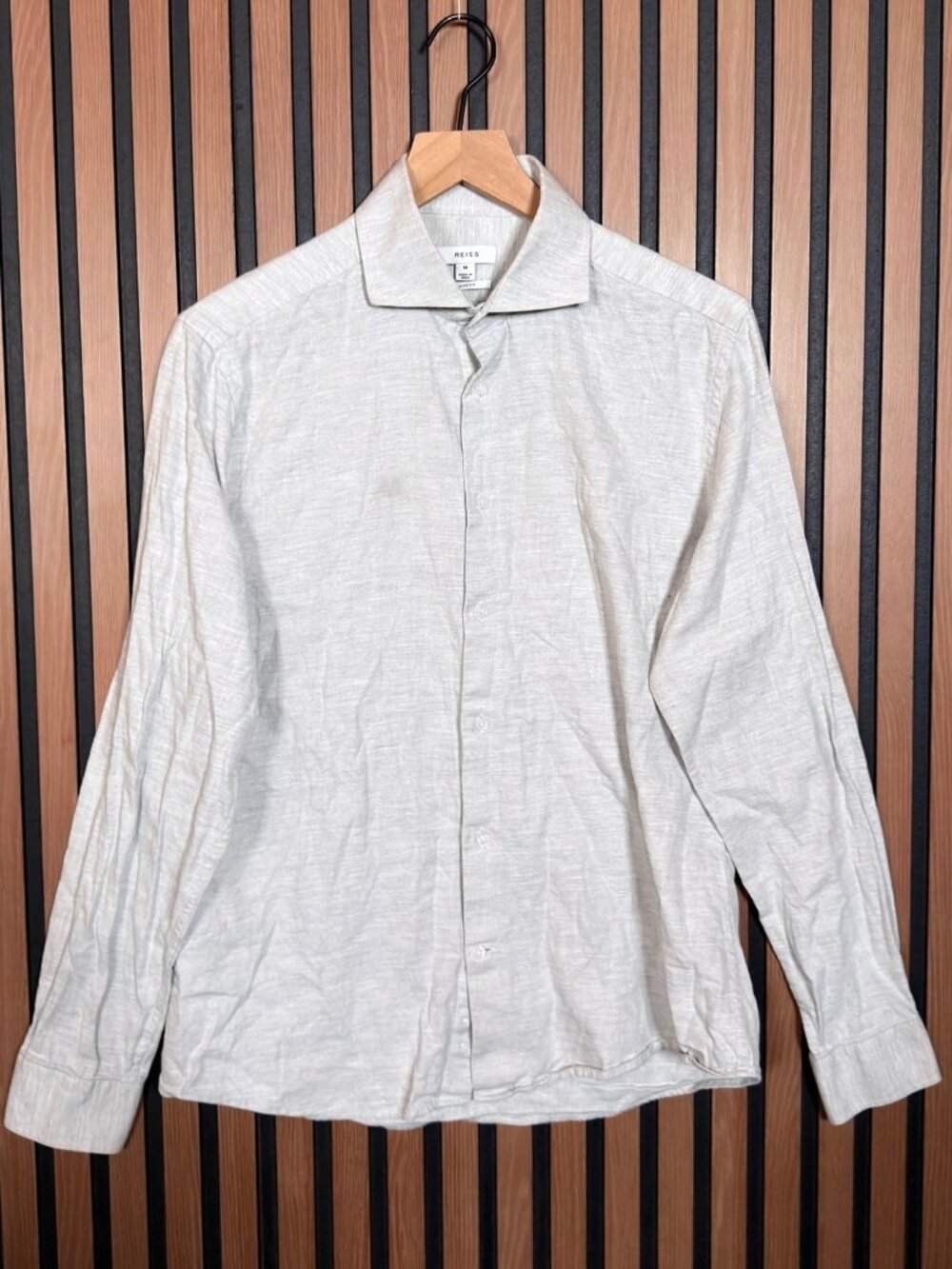 Reiss Shirt Medium Men’s Gray Heather Long Sleeve Button Up Collared
